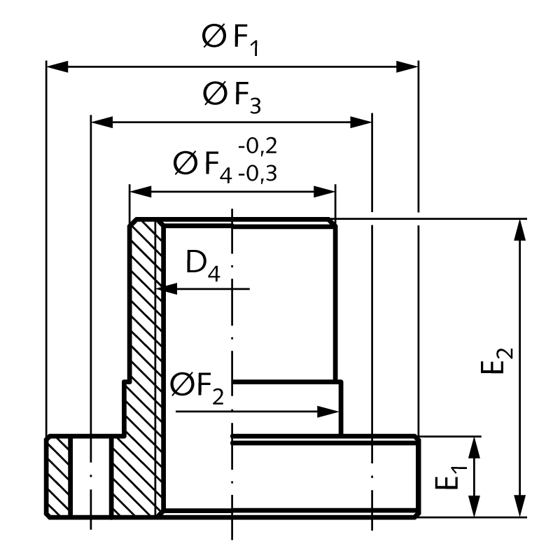 Travelling nut for worm gear screw jack NPT version C size 0 with trapezoidal thread Tr. 16×4
