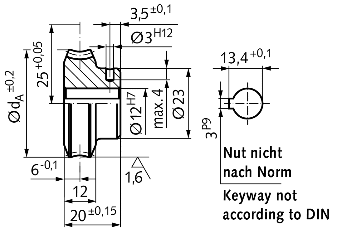 Precision worm wheel centre distance 25mm i=30 30 teeth