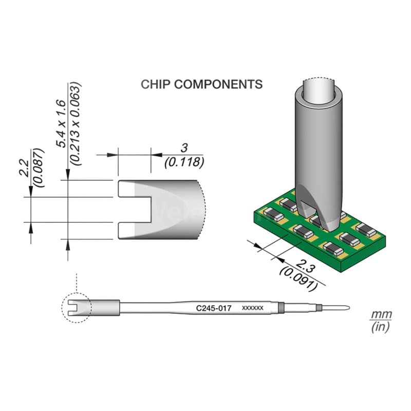 JBC C245-017 SMD-Entlötspitze 2,3 mm Gabel