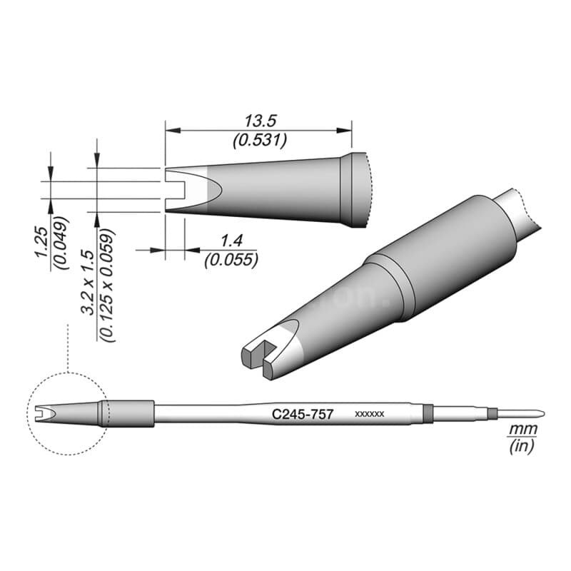 JBC C245-757 SMD-Entlötspitze 1,25 mm Gabel