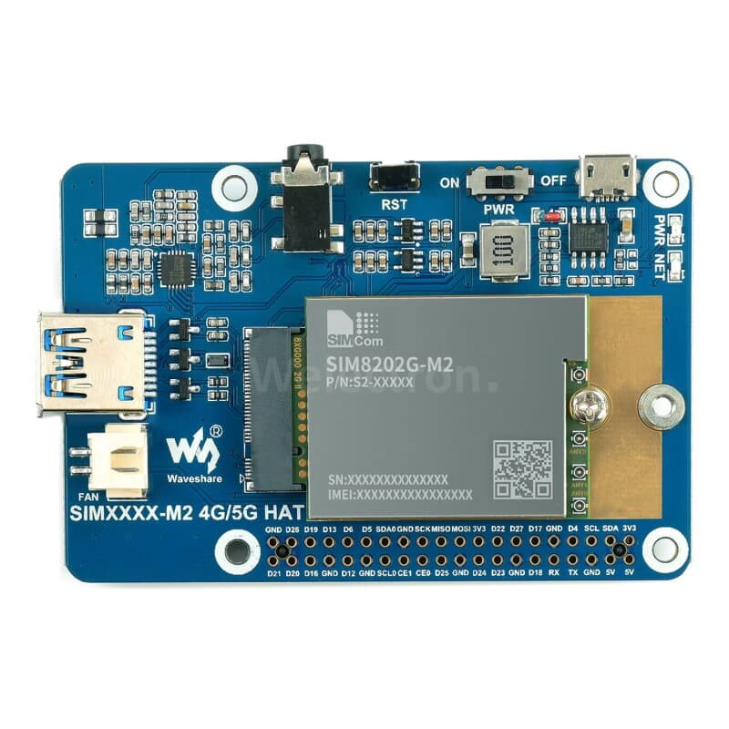 Waveshare 19633 SIM8202G-M2 5G HAT (no PA)