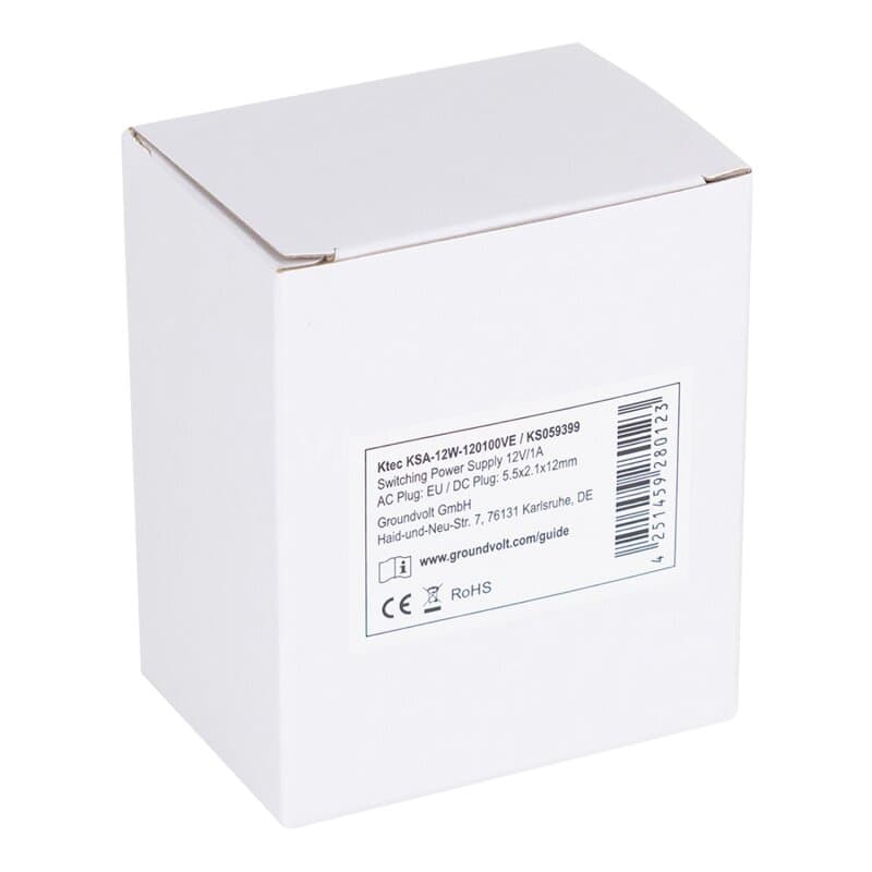 Groundvolt Steckernetzteil 12V/1A Hohlstecker 5,5x2,1mm (EU fixed)
