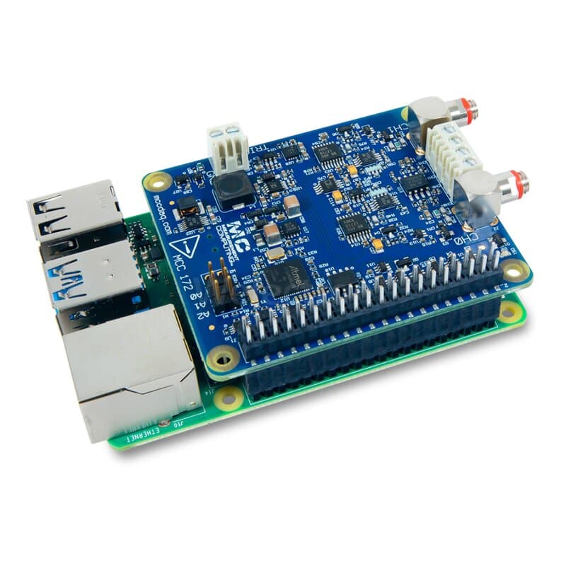 Digilent MCC 172 IEPE Sensor DAQ HAT für Raspberry Pi (2 CH 24-bit) mit Koaxialkabel