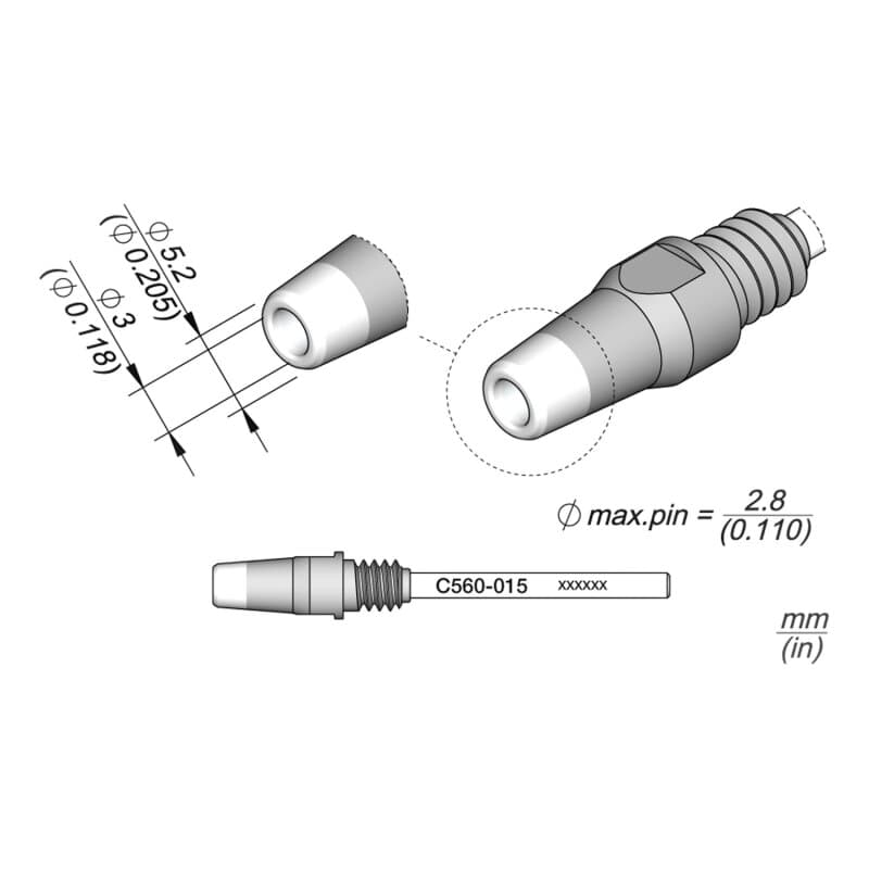 JBC C560-015 Entlötspitze Ø 3,0 / 5,2 mm Düse gerade