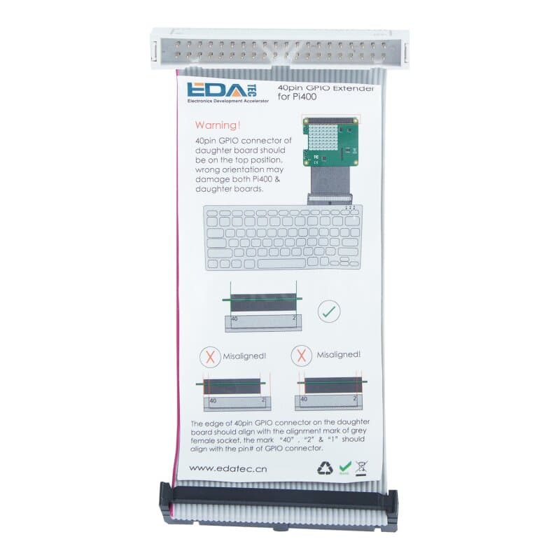 Edatec Pi400EXT-G 40-poliger GPIO-Extender für Pi400, graues Kabel