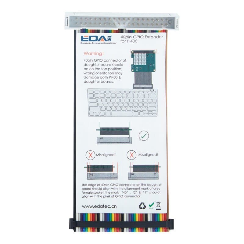 Edatec Pi400EXT-R 40-poliger GPIO-Extender für Pi400, Rainbow-Kabel