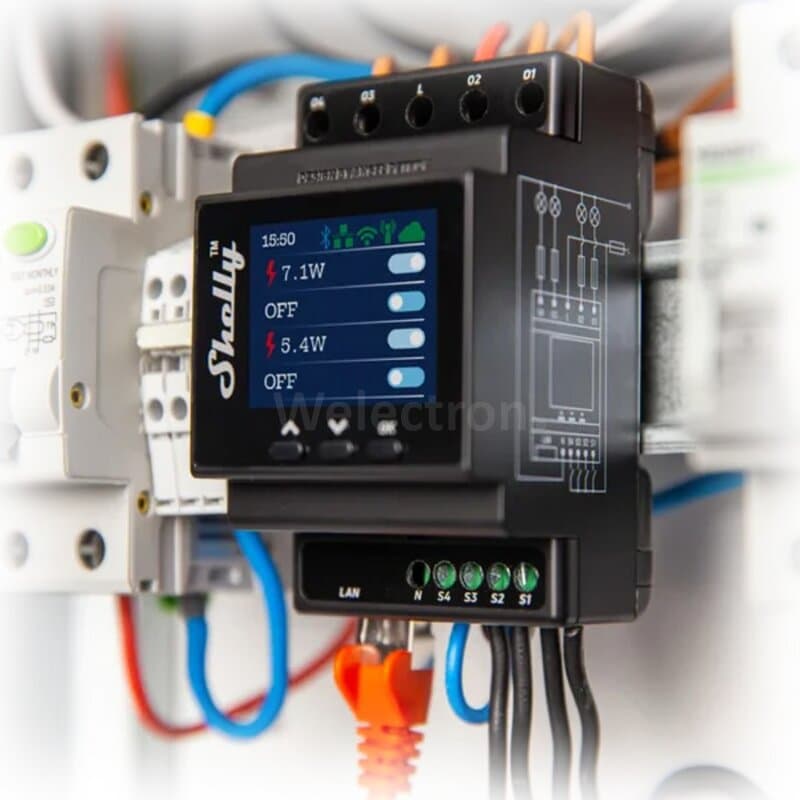 Shelly Pro 4PM 4-Kanal Schaltaktor mit Messfunktion, WLAN/LAN
