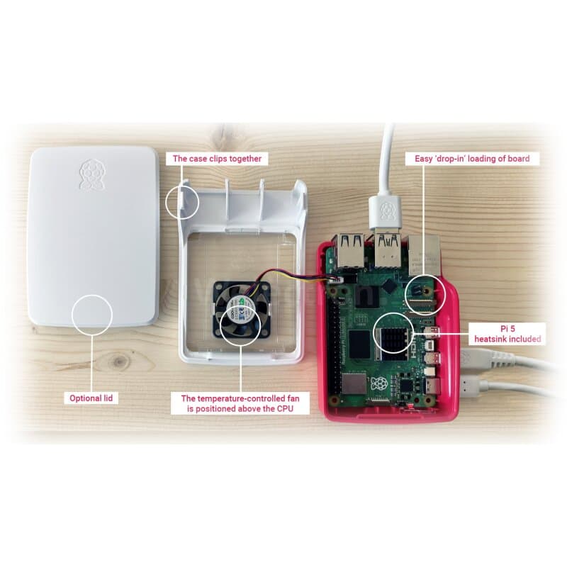 Offizielles Raspberry Pi 5 Gehäuse rot/weiß